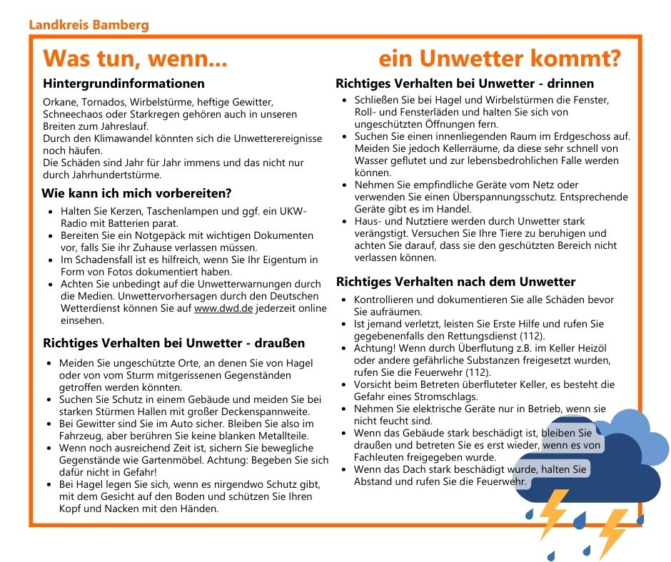Informationskampagne zur Eigenvorsorge: Was tun, wenn ... ein Unwetter kommt?